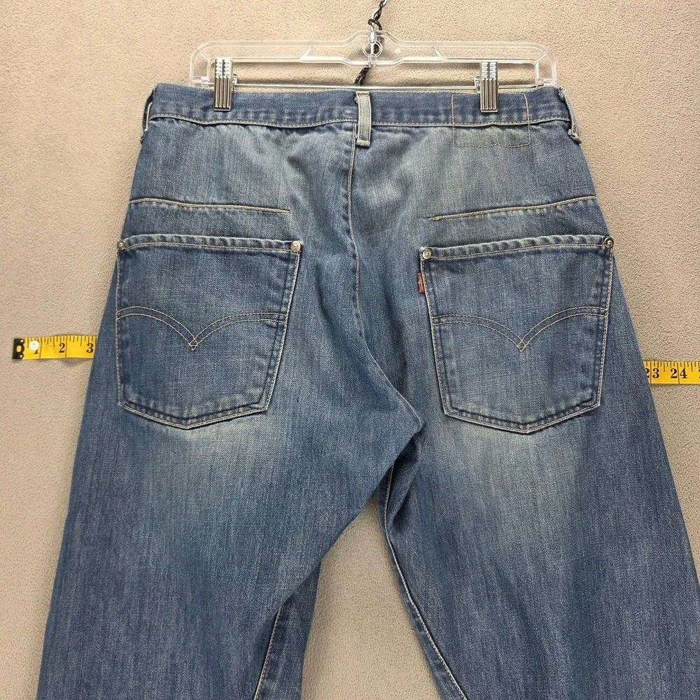 VTG Levis Engineered Jeans Mens Blue Twisted Medium Wash Altered Hem Fits 30x28